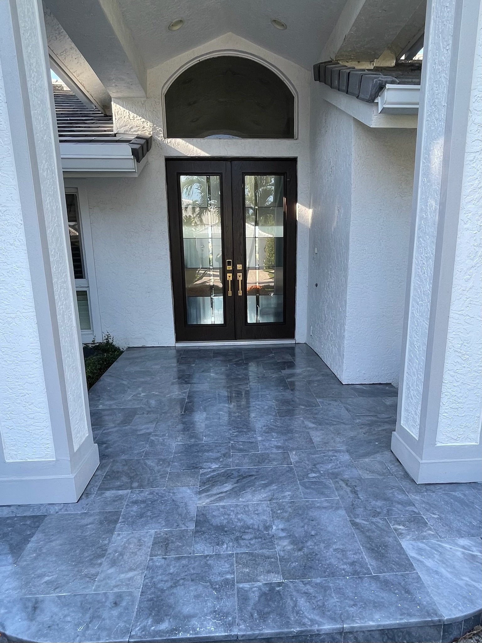 Travertine pool deck installation Broward County Florida